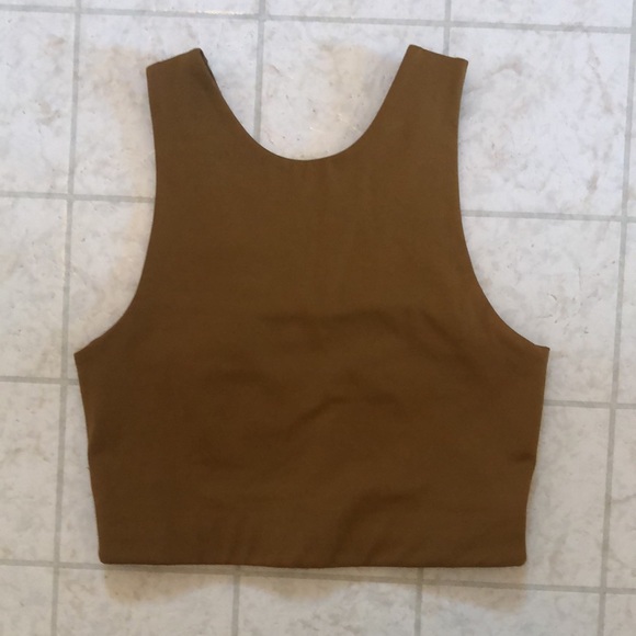 Girlfriend collective Dylan longline tank racer back sports bra, xs - mustard - Picture 3 of 5